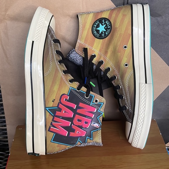Converse Chuck Taylor All Star 70 Hi Brown/Solar Red/Electric Aqua mens NBA JAM - Picture 12 of 16